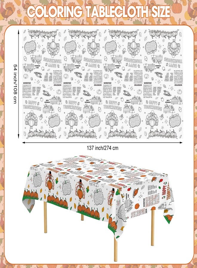 Litmitfu Happy Thanksgiving Coloring Tablecloth for Kids-Giant Thanksgiving Paper Activity Table Cover, Jumbo Fall Turkey Coloring Games Poster Crafts for Thanksgivings Table Decor Party Favors,54 x 108 Inch - Image 3